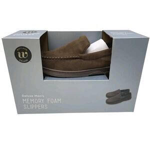 Wayland Square Mens womens Slippers Deluxe Memory Foam Small 6-7 Brown NEW